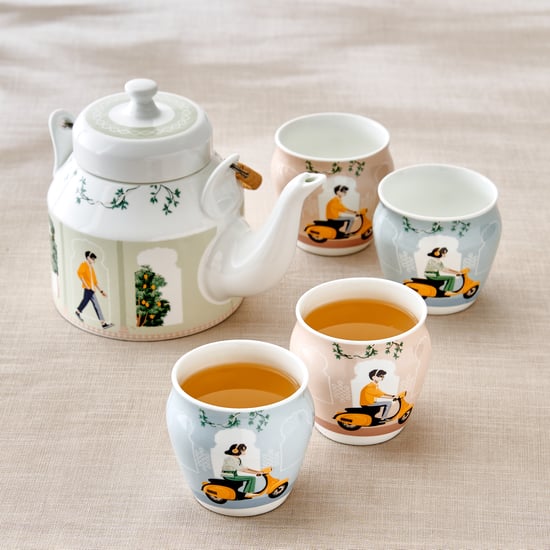 Jalsa 5Pcs Bone China Printed Kulhad Tea Set