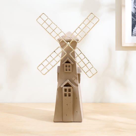 Grain Buff Polyresin Windmill Table Accent - Large