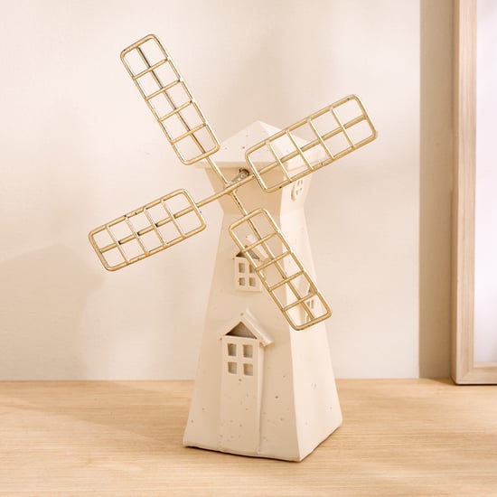 Grain Buff Polyresin Windmill Table Accent - Small