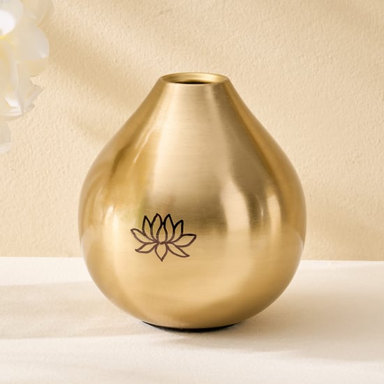 Soma Pema Metal Lotus Etched Bud Vase