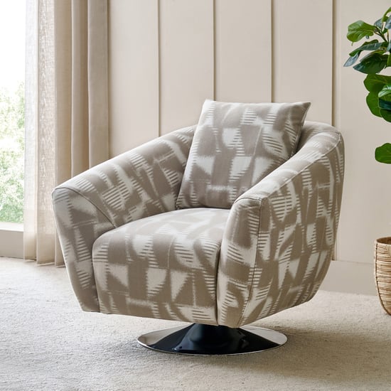 Santo Fabric Swivel Accent Chair with Cushion - Beige