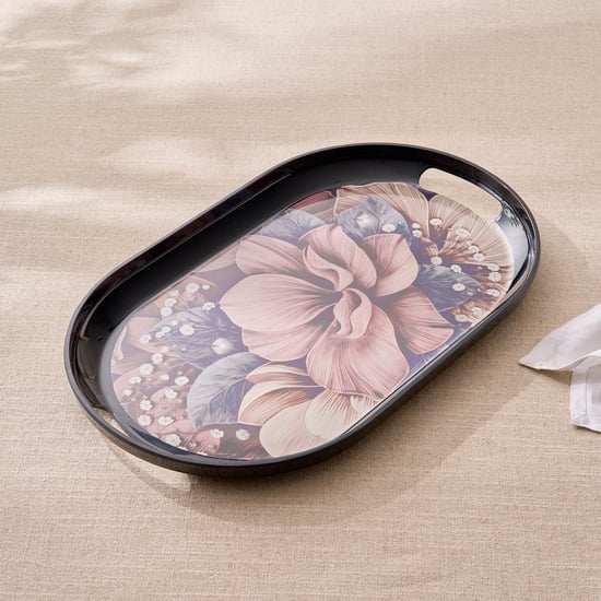 Garnet Melamine Floral Print Serving Tray - 38x23cm