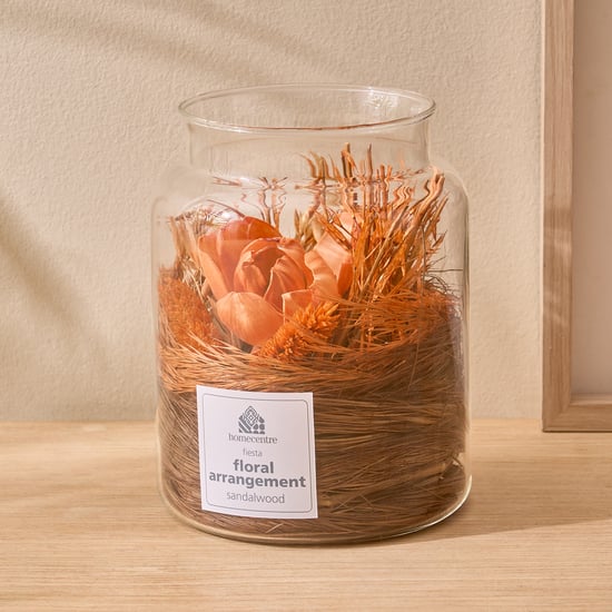 Fiesta Sandalwood Potpourri Floral Arrangement in Glass Jar