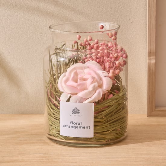 Fiesta Rose Potpourri Floral Arrangement in Glass Jar