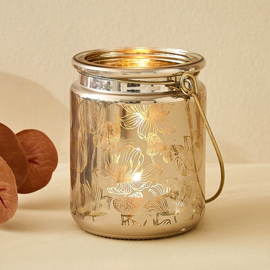 Wables Glen Ivy Glass Floral Lantern with Handle