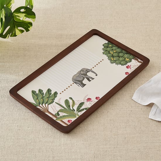 Niko Beacon Mango Wood Printed Serving Platter - 30x18cm