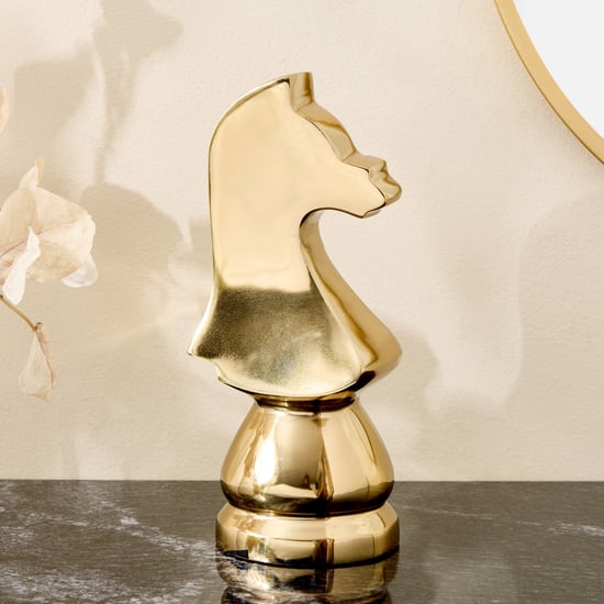 Brim Royale Altin Aluminium Chess Knight Table Accent