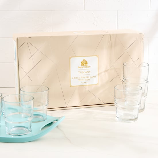 Tuscany Zinnia Set of 6 Juice Glass with Serving Tray - 150ml