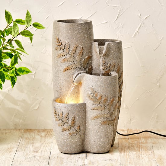 Alpine Cascade Polyresin Leaf Water Fountain - 20x17x35cm