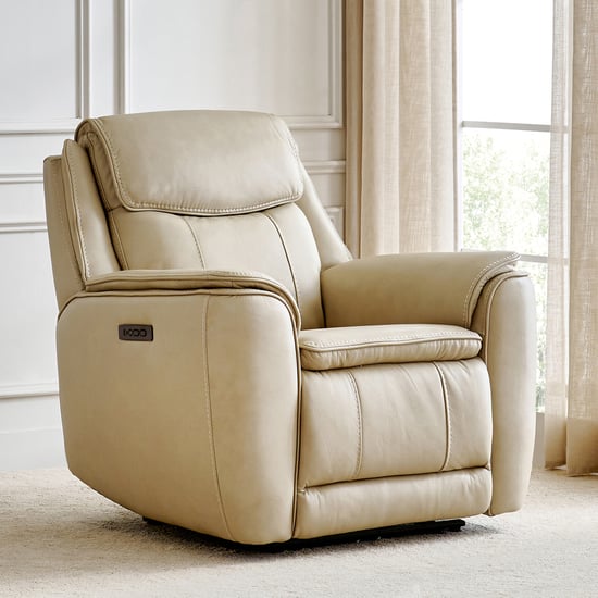 Potsdam Half Leather 1-Seater Zero Gravity Electric Recliner - Ivory