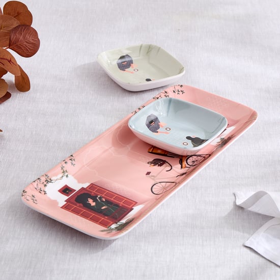 Jalsa 3Pcs Melamine Printed Chip and Dip Platters