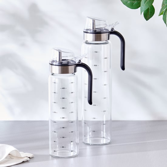 Stack Nouie Set of 2 Borosilicate Glass Oil Dispenser with Handle