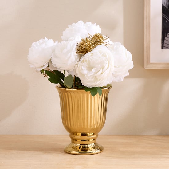 Gloria Elara Artificial Peonies in Ceramic Pot