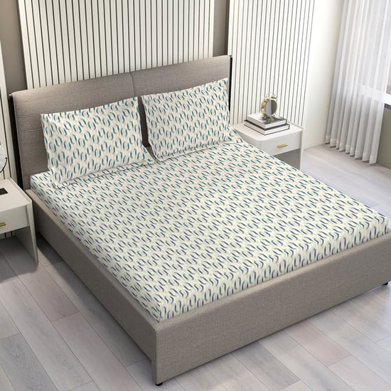 LAYERS Home Easy Cotton 144TC Geometric Print 3Pcs Queen Bedsheet Set