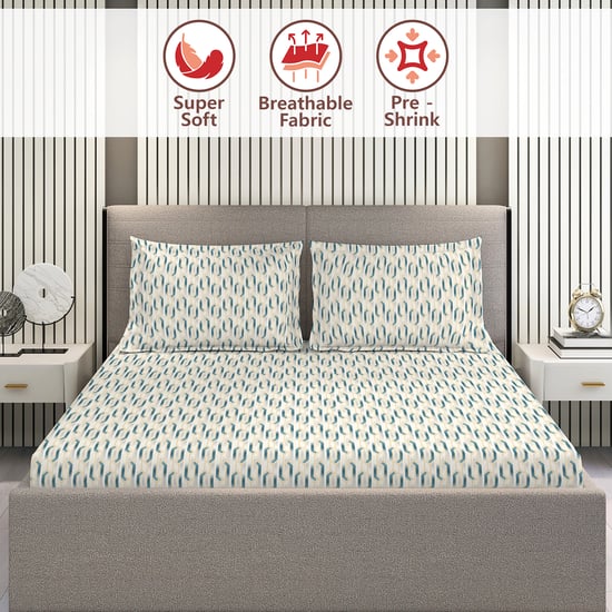 LAYERS Home Easy Cotton 144TC Geometric Print 3Pcs Queen Bedsheet Set