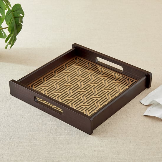 Elm Laser Linear Wooden Serving Tray - 30x31x5.5cm