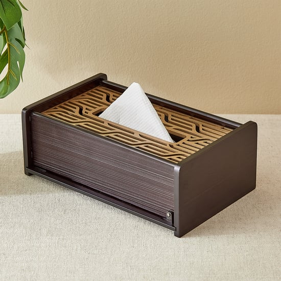 Elm Laser Linear Wooden Tissue Box - 23x14.5x8.5cm