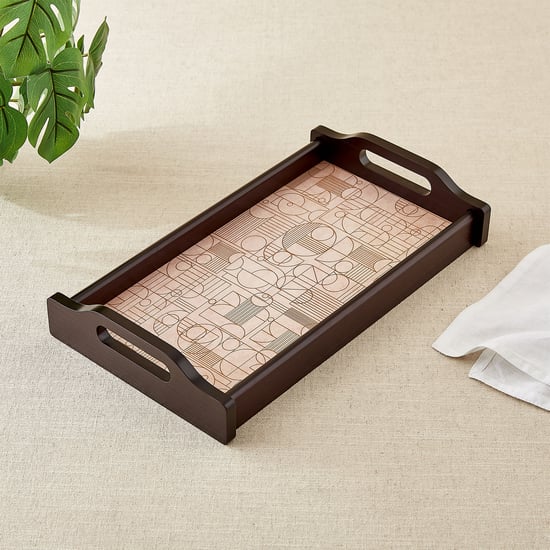 Elm Elite Wooden Geometric Print Serving Tray - 36x20x6cm