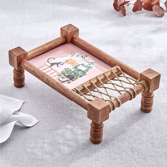 Jalsa Auric Wooden Khatia Serving Platter - 35x22x11cm