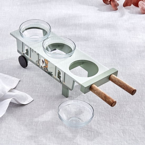 Jalsa Auric 4Pcs Glass and Wood Serving Set - 120ml
