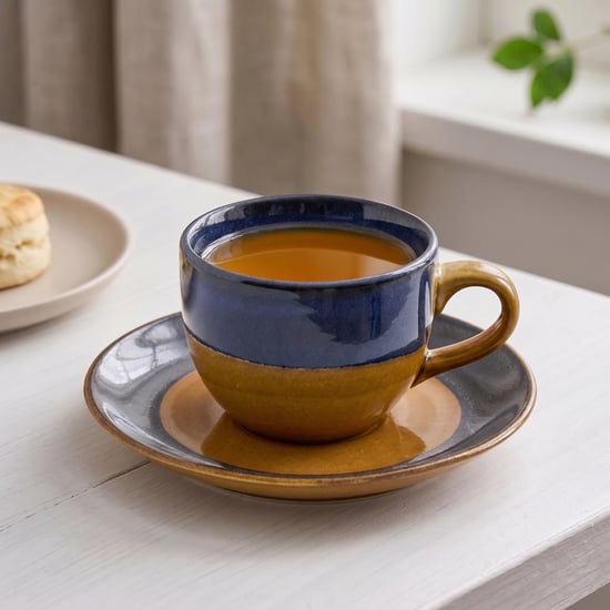 Corsica Mavi Stoneware Cup and Saucer -180ml