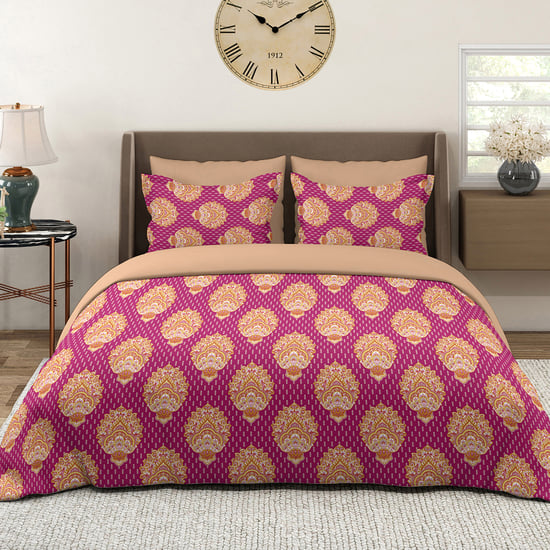 LAYERS Glory Cotton 144TC Ethnic Print 3Pcs Queen Bedsheet Set
