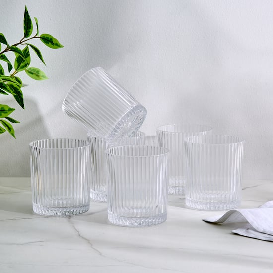 Mizu Fluted Set of 6 Ribbed Whiskey Glasses - 350ml