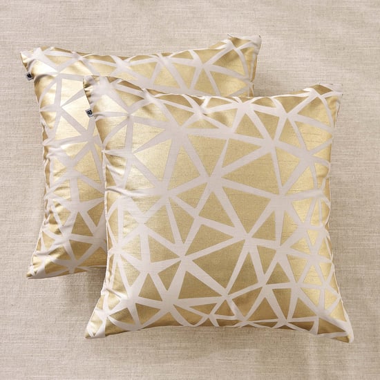 Lunaa Trilogy Set of 2 Foil Printed Cushion Covers - 40x40cm