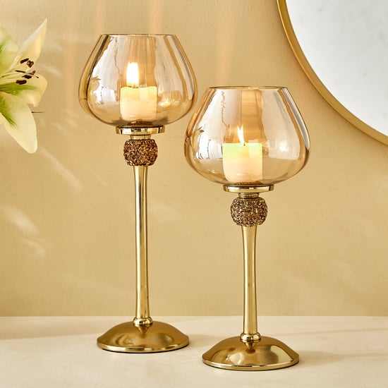 Fables Twirl Set of 2 Glass Pedestal Votive Candle Holders