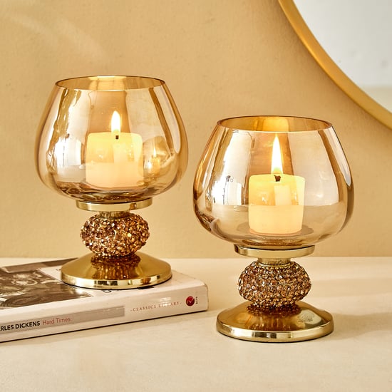 Fables Twirl Set of 2 Glass Footed Votive Candle Holders
