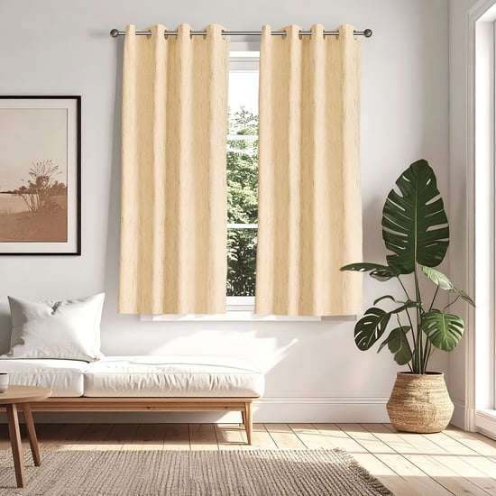 Glimmer Marison Set of 2 Foil Print Light Filtering Window Curtains - 5.2ft (160cm)