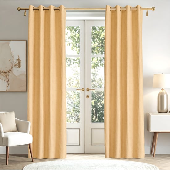 Glimmer Marison Set of 2 Foil Print Light Filtering Door Curtains - 8.8ft (270cm)