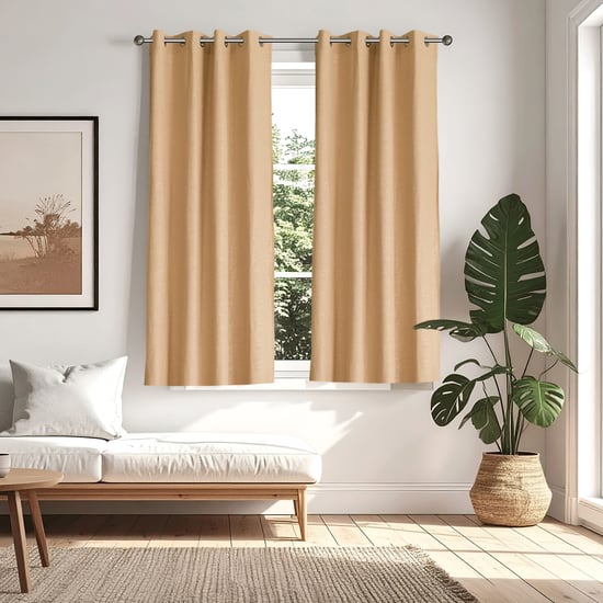 Glimmer Marison Set of 2 Foil Print Light Filtering Window Curtains - 5.2ft (160cm)