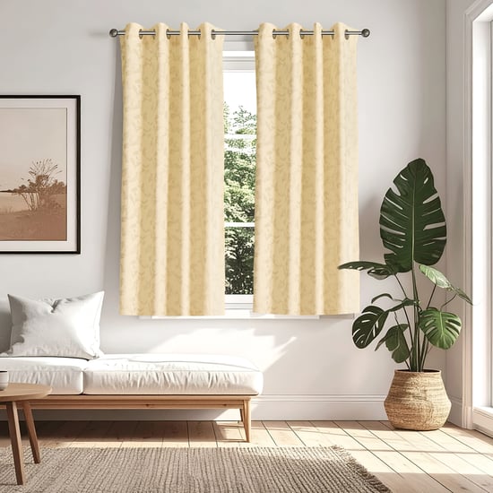 Glimmer Marison Set of 2 Foil Print Light Filtering Window Curtains - 5.2ft (160cm)