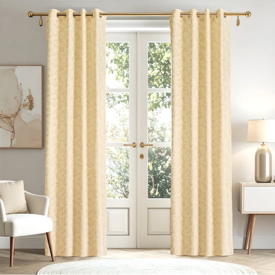 Glimmer Marison Set of 2 Foil Print Light Filtering Door Curtains - 8.8ft (270cm)