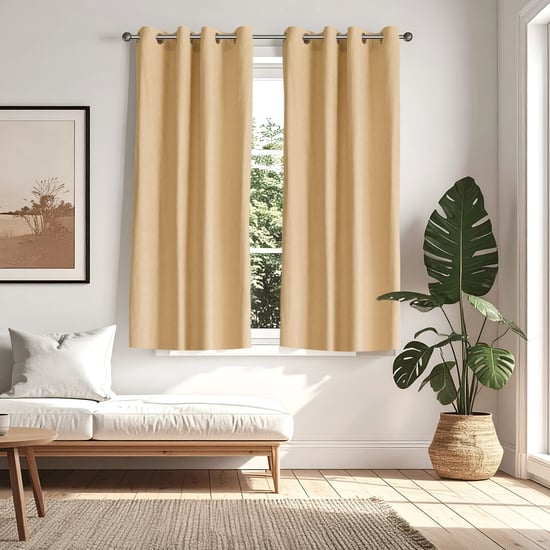 Glimmer Marison Set of 2 Foil Print Light Filtering Window Curtains - 5.2ft (160cm)