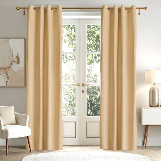 Glimmer Marison Set of 2 Foil Print Light Filtering Door Curtains - 8.8ft (270cm)