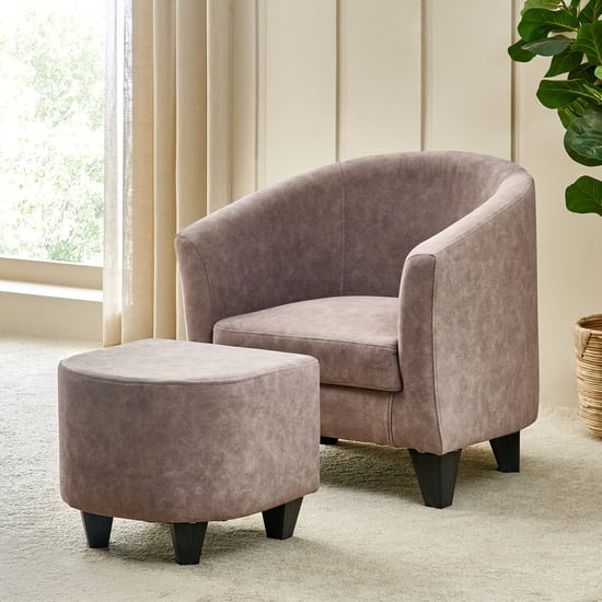 Seaford Fabric Accent Chair with Ottoman - Brown