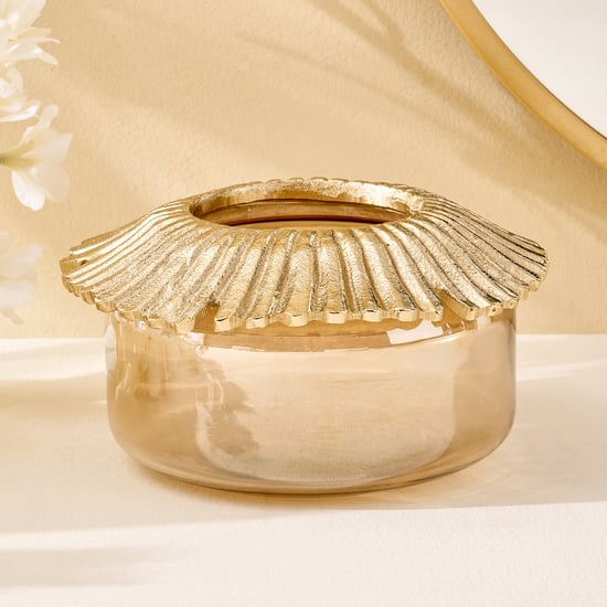 Moksha Brew Glass and Metal Starburst Decorative Bowl