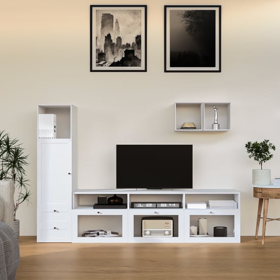 Soho Large TV Unit with Multipurpose Case and Cabinet - White