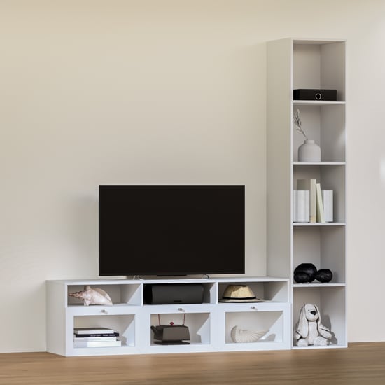 Soho Large TV Unit with Multipurpose Cabinet and Drawers - White