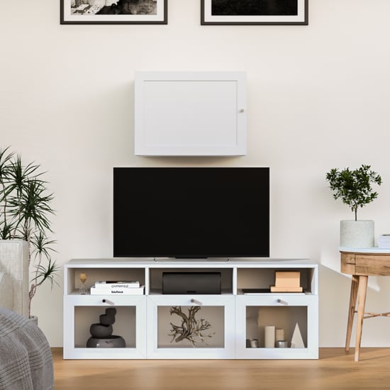 Soho Large TV Unit with Multipurpose Wall Cabinet - White