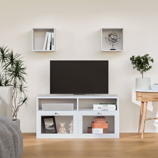 Soho Medium TV Unit with 2 Multipurpose Cases - White