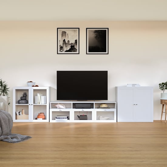 Soho Large TV Unit with 2 Multipurpose Cabinets - White
