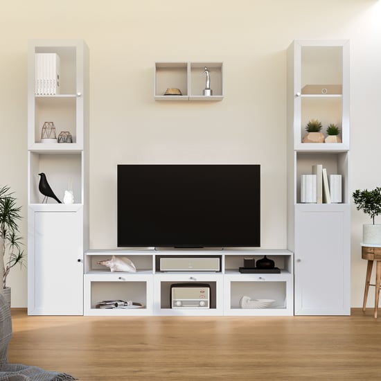 Soho Large TV Unit with 2 Multipurpose Cabinet and Cases - White
