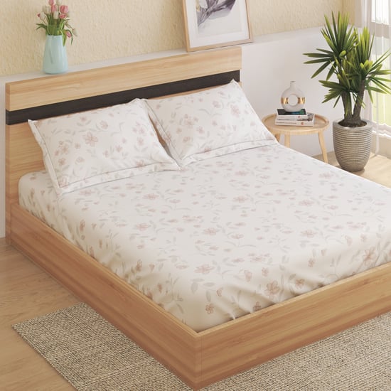 Ezra Rosee Cotton 144TC Floral Print 3Pcs Queen Bedsheet Set