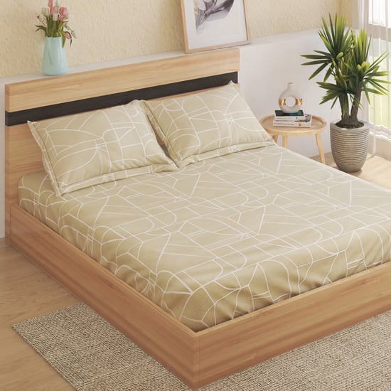 Anagha Chester Cotton 144TC Printed 3Pcs Queen Bedsheet Set