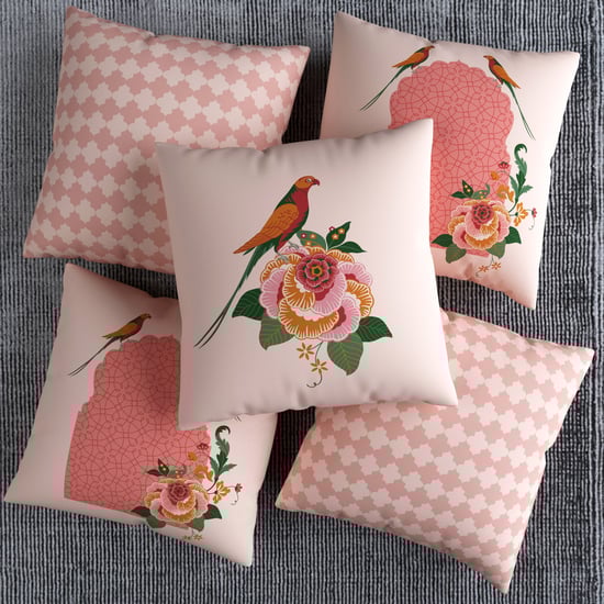 Vera Macaw Set of 5 Printed Cushion Covers - 40x40cm
