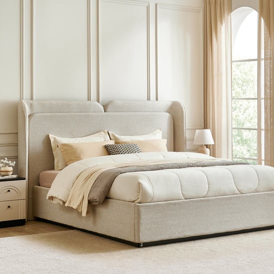 Saga Queen Bed - Beige