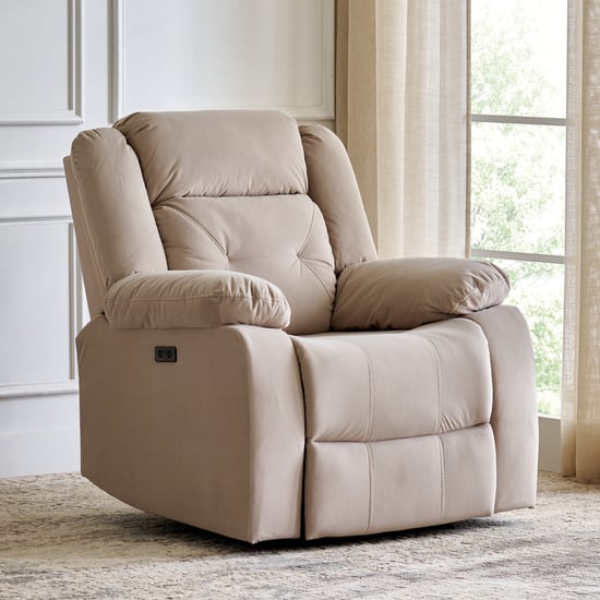 Helios Acropolis Fabric 1-Seater Electric Recliner - Greige